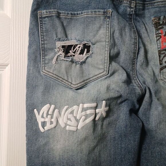 Rue21 Men's Graphic  Skinny Supreme Flex Black Jeans 32/32 - Picture 12 of 15